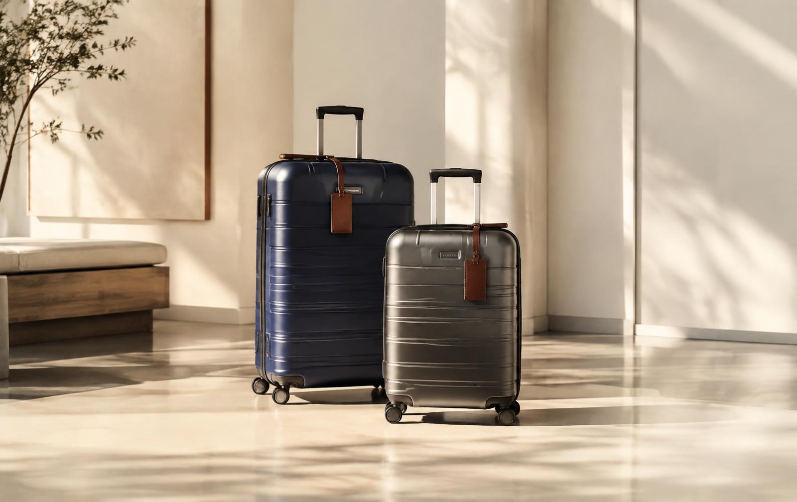 Unbranded navy and charcoal hard-shell suitcases